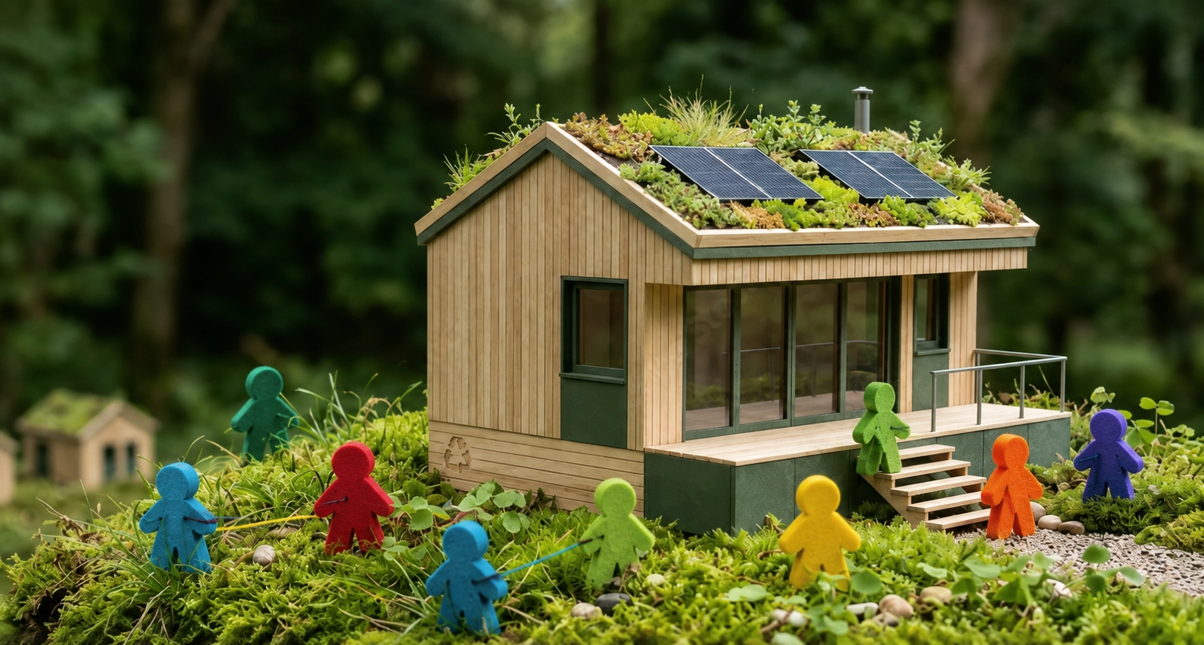 Maqueta de vivienda sostenible con paneles solares como representación de una promoción de Vivienda de Protección Oficial